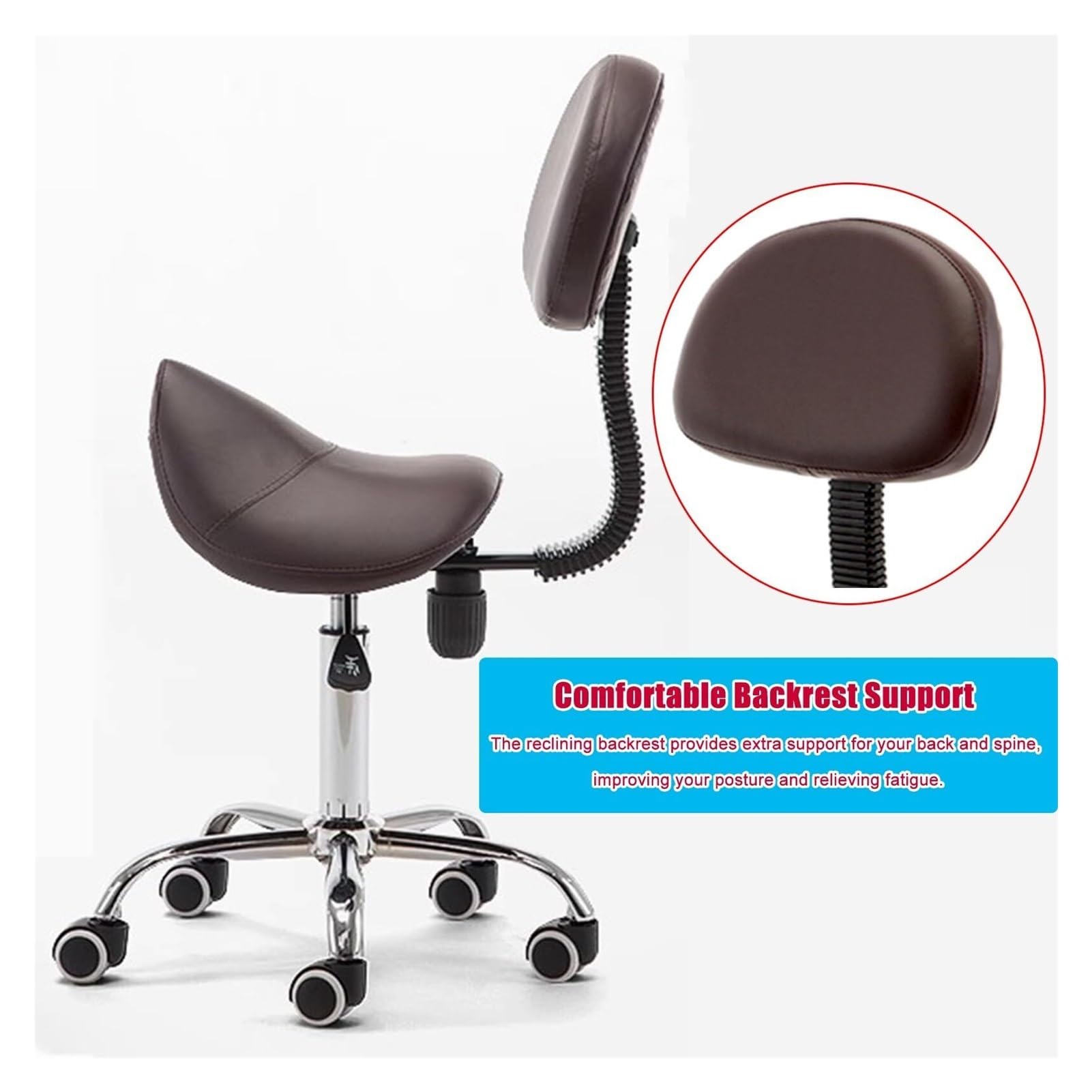 Sedia a sella ergonomica per igiene dentale, sgabello girevole con supporto posteriore per salone, cucina, casa, ufficio, musica, pittura e lavoro