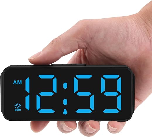 Peakeep Small Mini Digital Alarm Clock Battery Operated for Bedroom Travel, 1 . 65 Numbers Large