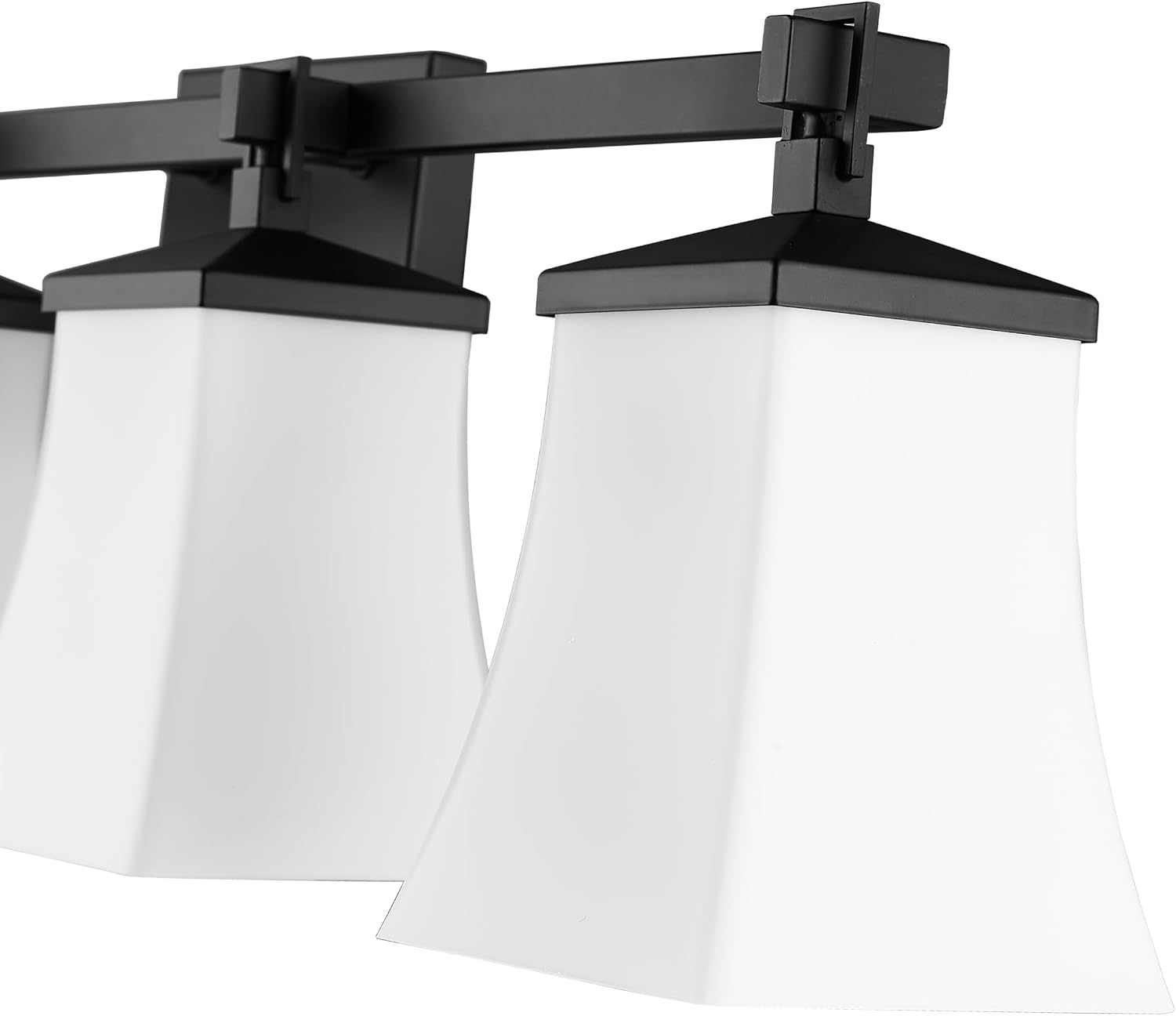 ML Lighting | Sonorra Collection | 10204-MB | 4 Light Vanity in Matte Black Finish with Opal White Glass Shade | Versatile Design That adds High-End Texture and Elegance to Your Bathroom