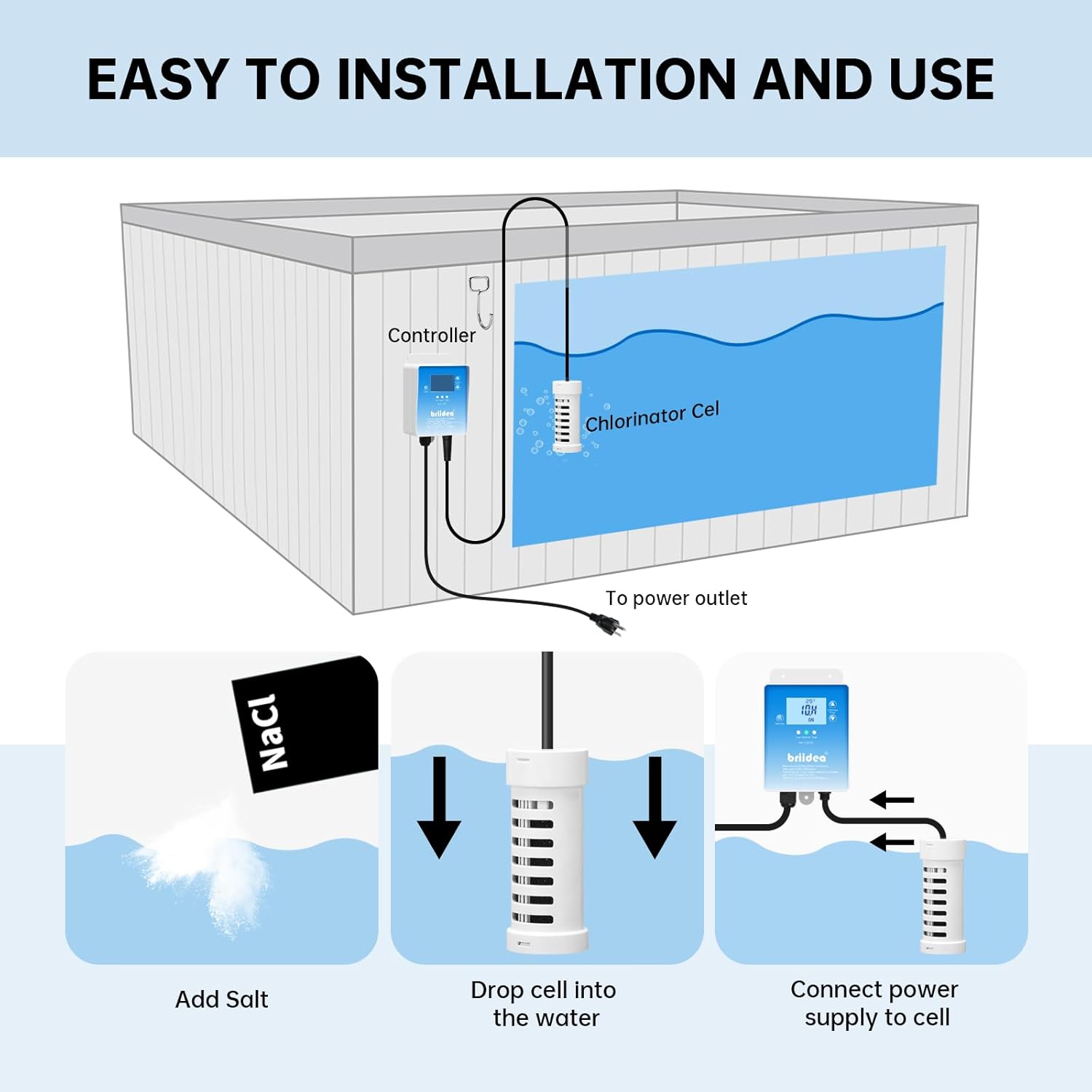 Briidea BR-159 Salt Chlorine Generator installation diagram