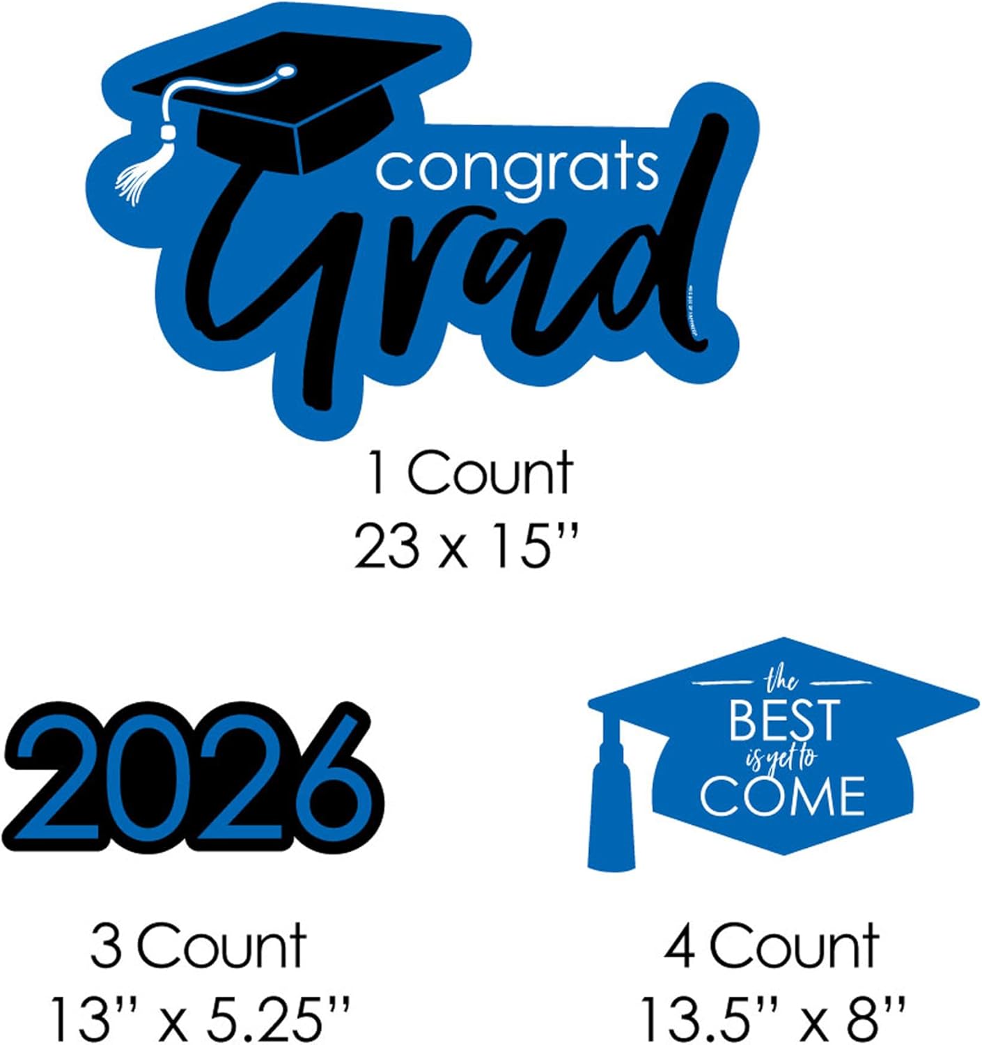 Big Dot of Happiness Blue Grad Class of 2026 Outdoor Decorations - Graduation Yard Signs - Set of 8