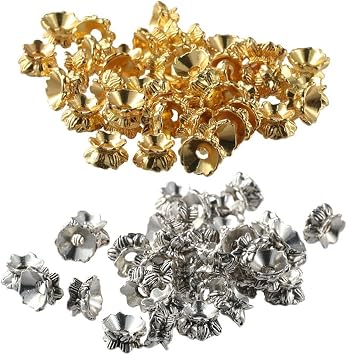 200PCS Flower Beads Caps Double End Beads Caps Flower Bead Spacer Caps Alloy Jewelry Beads Cap for Bracelet Necklace Making