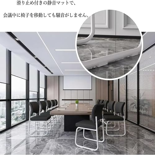ArcticDeerオフィスチェア ミーティングチェア デスクチェア 背もたれ付き 防水防污 組立簡単 ホワイトフレーム ベージュ座面 (A,黒い足＋黒い座面) [5]