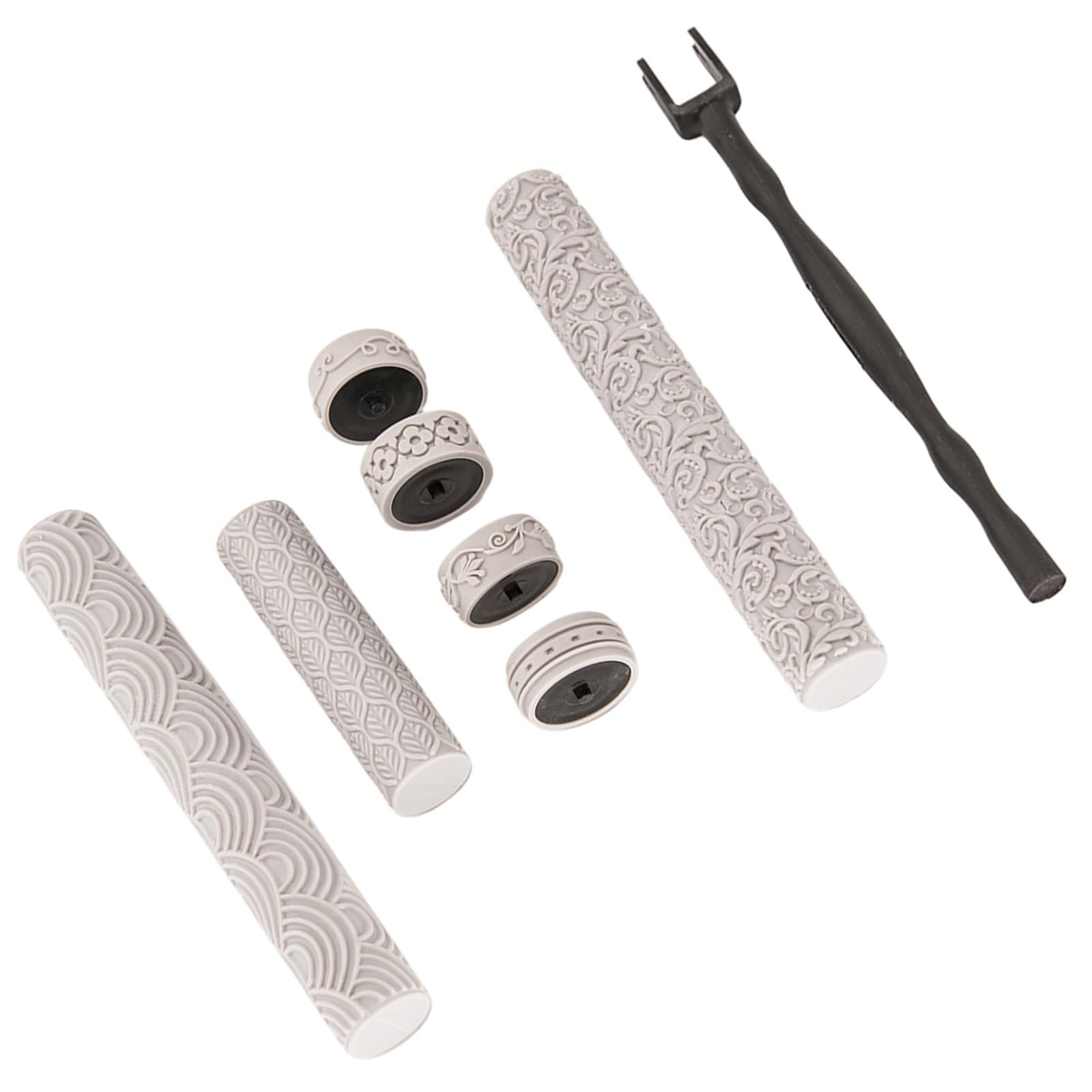 Buxuaaaa Multiple Pattern Polystyrene Clay Casters Set for Crafting and Oven Bake Clay Texture Stamping Tools with Easy Neat Face Texture Casters Set