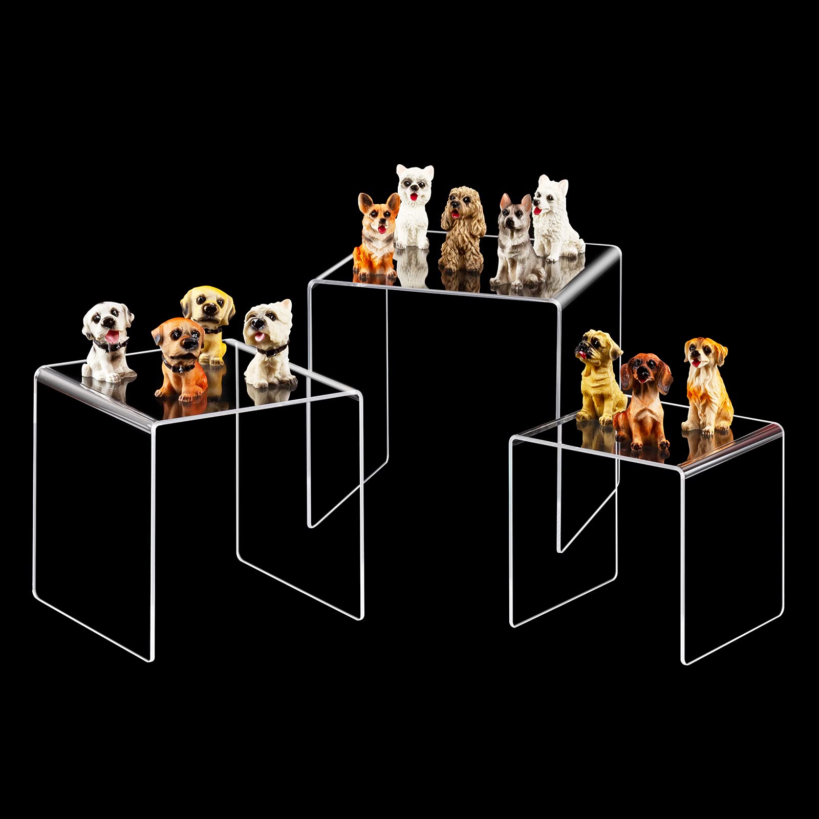 Set 2 Alzate Espositrici In Acrilico Trasparente - Per Figurine, Gioielli E Dessert