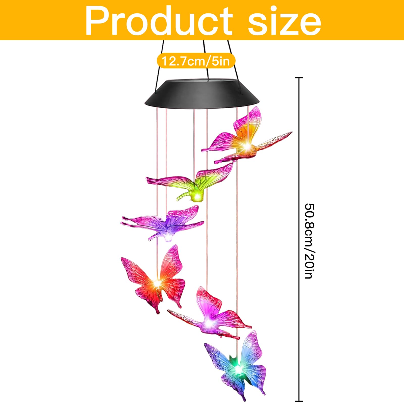 Luci Farfalla Decorazione, LED Campane a Vento, Hanging Campanella Impermeabile,Adatto per Decorazioni Esterne, Interne, Natalizie, di Halloween