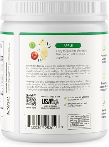 Vista 8 de Snap Supplements Polvo orgánico de óxido nítrico de raíz de remolacha, apoya la energía y la circulación saludable, 8.8 onzas