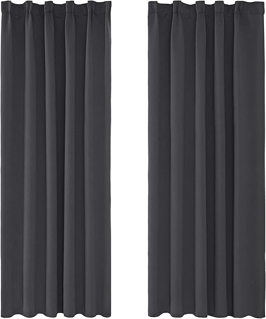 Amazon Brand  Umi Room Darkening Curtains Super Soft Window Treartment Thermal Insulated Pencil Pleat Energy Saving Window Curtains Decorative Blackout Curtains for s 66 x 72 Inch Dark Grey 2 Panels