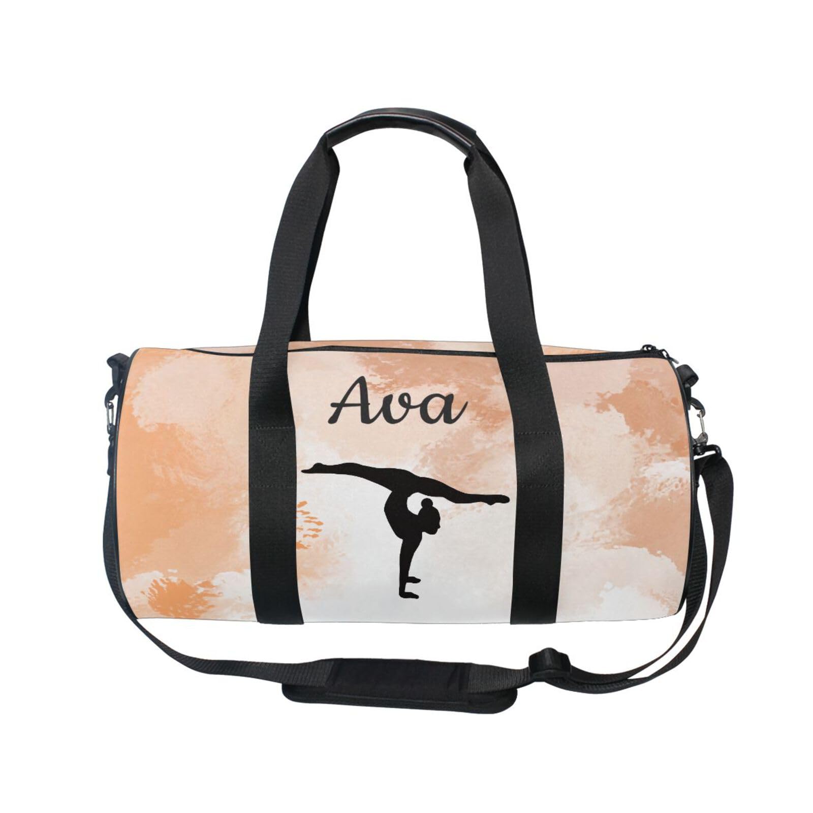 Personalised Gymnastics Bag for Girls Custom Name Kids Gym Bag Dance Bags Sport Gymnastics Equipment Storage Customise Gymnastics Gifts for Gymnastics Watercolor Tan