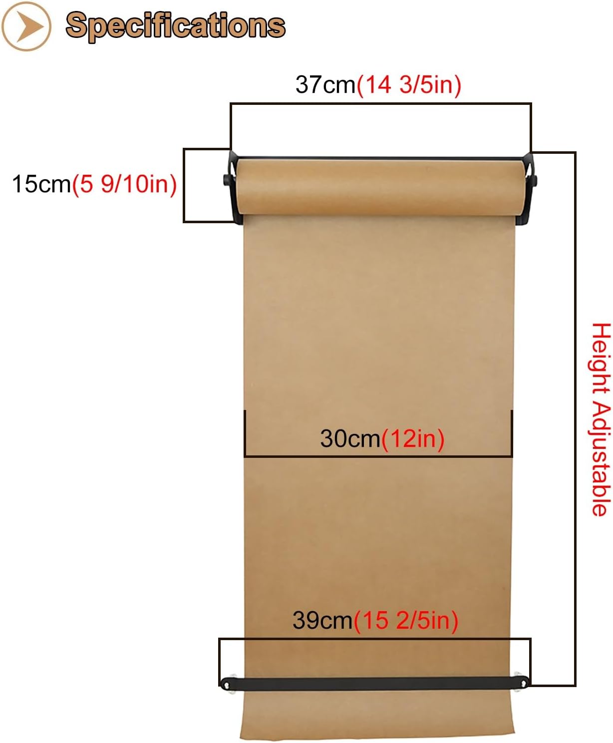 国内即発 VIPにて 壁掛けクラフト紙ディスペンサー、50メートルロール紙、肉屋の紙ホルダー付き。ToDoリスト、食料品リスト、メニュー、子供のアートプロ