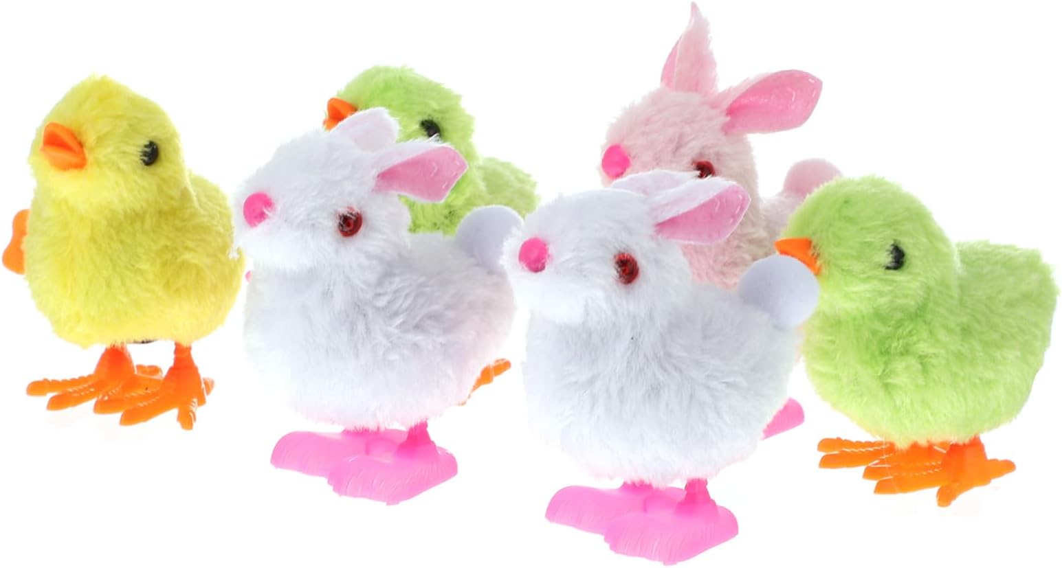 CANIGHT Jumping Chicken Toy 6pcs en and Bunny Toys for Eggs Plush Toys Plastic Baskets Jumping Bunny Wind up Animals Goody Bag Filler Child Wind-up Toy Plush Clockwork Toys