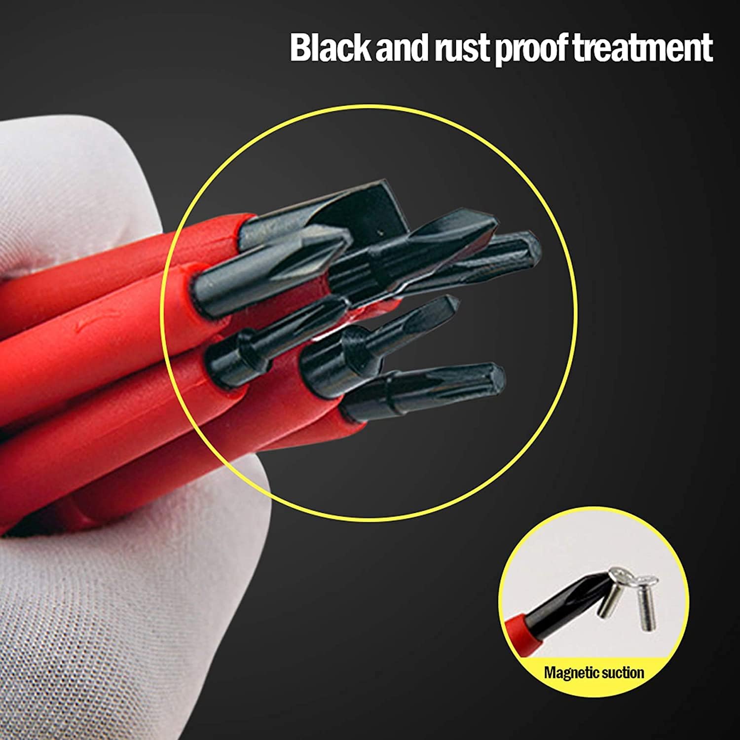 8Pc Insulated Screwdriver Set 500V Magnetic Tips Slotted Phillips Torx for Electrical Repairs DIY