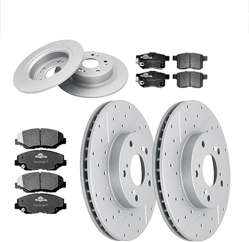 Rotores de freno, pastillas de freno para HONDA ACCORD - Rotores perforados y ranurados premium (11.10 pulgadas (11.102 in)), mecánico certificado