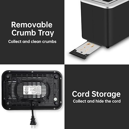 Miniatura 6 de SEEDEEM Tostadora de 2 rebanadas, pantalla de control táctil, tostadora inteligente de acero inoxidable, 6 ajustes de sombra, selección de 6 panes