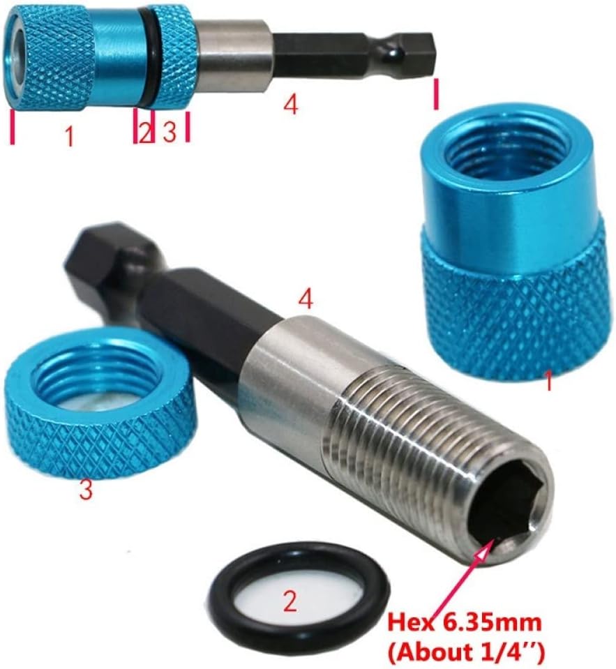 1pcs Adjustable Screw Depth Magnetic Screwdriver Bit Holder 1/4 Inch Hex Driver with 5pcs PH2 Scewdriver Bits 60mm Quick Holder,red