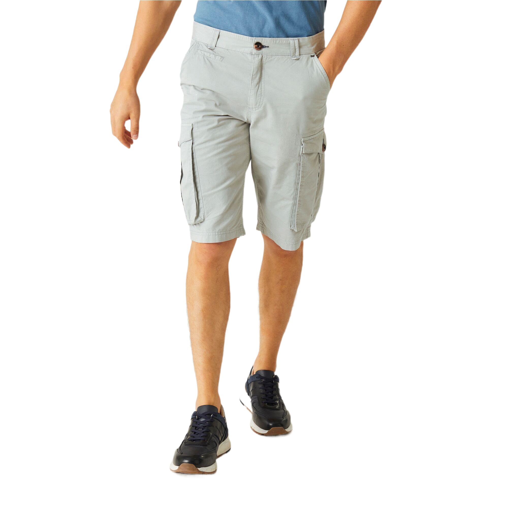 Regatta Mens Shorebay Vintage Look Cargo Shorts, Silver Grey, 36W