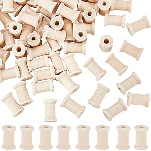 SUNNYCLUE 10 Stück 28x96mm Lange Holzspulen Leere Bandspulen Grosse Burlywood Stickerei Holzfaden Organizer Aufbewahrungs Garnspule Zum Nahen Hakeln Handgefertigte Diy Projekte Basteln