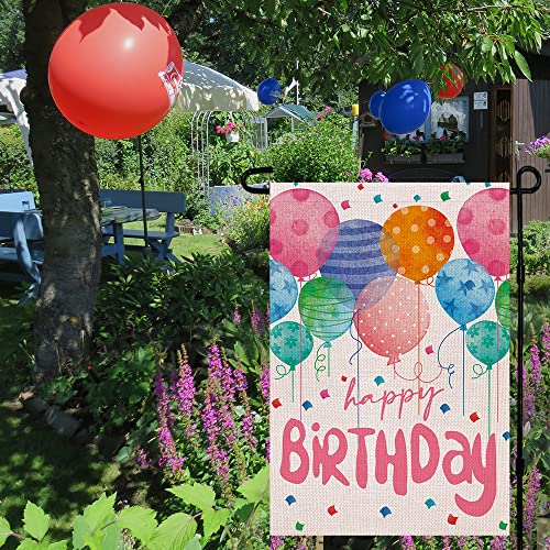 Crowned Beauty Happy Birthday Garden Flag 12X18 Inch Double Sided Balloons Colorful Outside Welcome Party Decoration Gift Yard Flag #TOP2