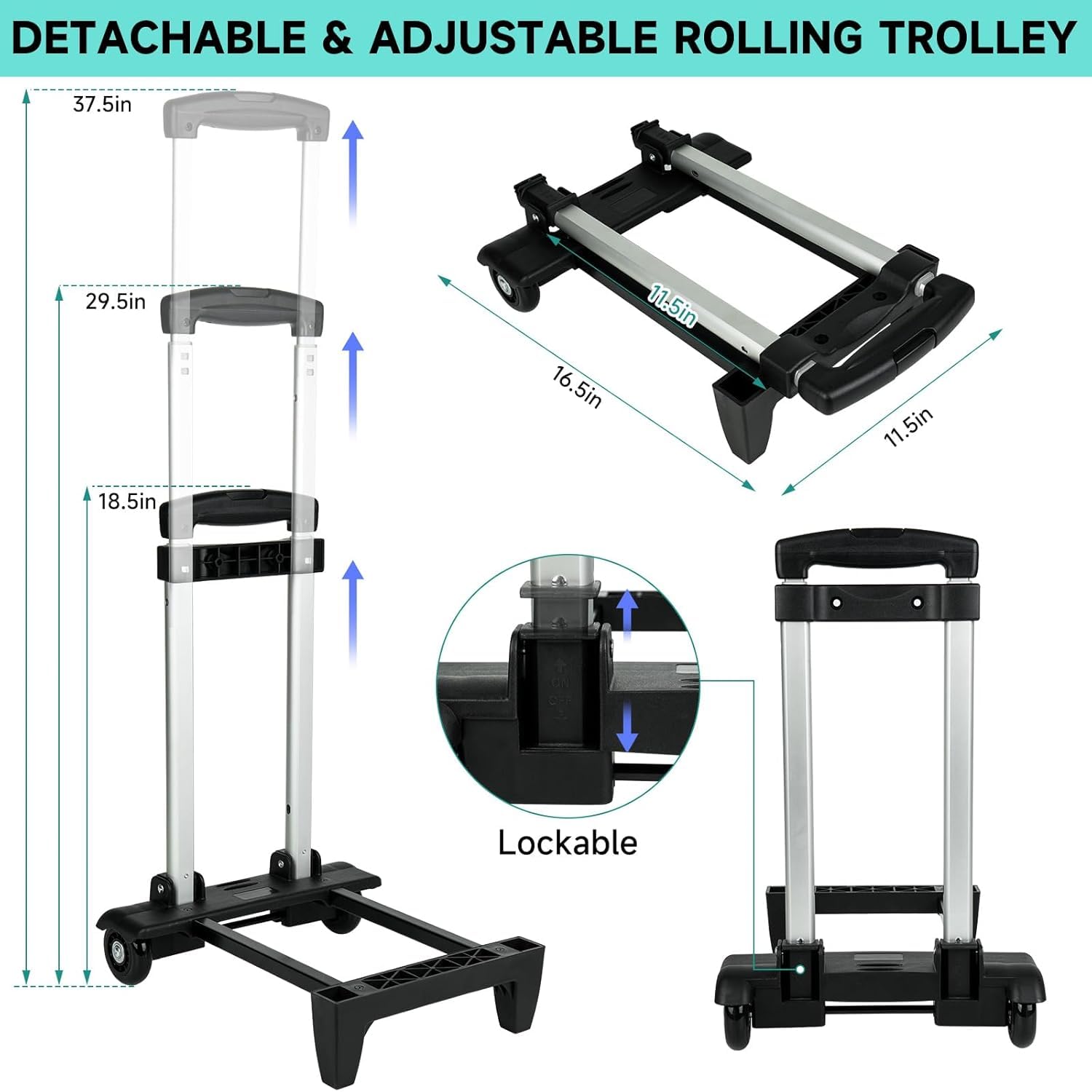 LEFOR·Z Nähmaschinentasche mit abnehmbarem Trolley mit Rollen,Nähmaschine Tragetasche,Transport und Aufbewahrungstasche ist kompatibel mit Singer,Brother,Janome und Zubehör,Grau Grün
