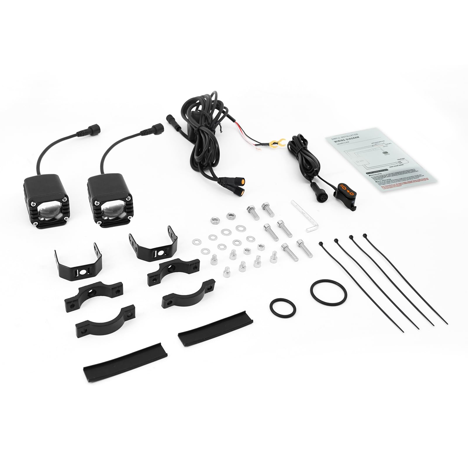 Keenso Fari LED Motociclo, 2Pezzi 40W 4000LM Luci di Guida Ausiliarie con Cablaggio Interruttore, 6000K Bianco 3000K Ambra per Auto ATV SUV Camion (luce verde)