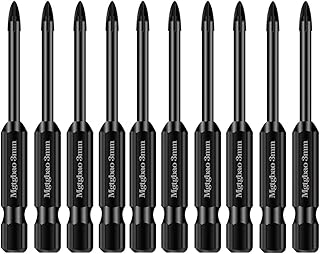 Mgtgbao 10PC 3mm Masonry Drill Bits, 1/8” Concrete Drill Bit Set for Tile,Brick, Plastic and Wood,Tungsten Carbide Tip Best for Wall Mirror and Ceramic Tile.