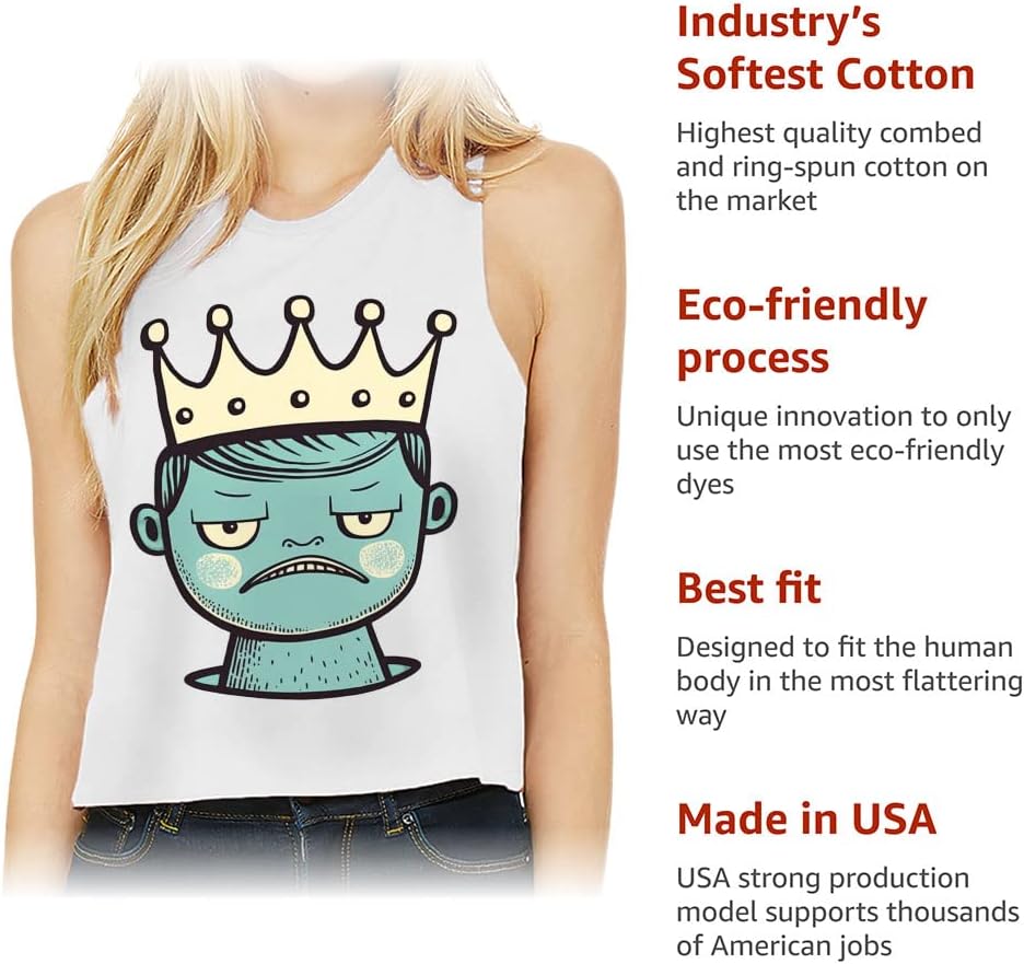 Prince Racerback Cropped Tank - Crown Women's Tank - Unique Tank Top