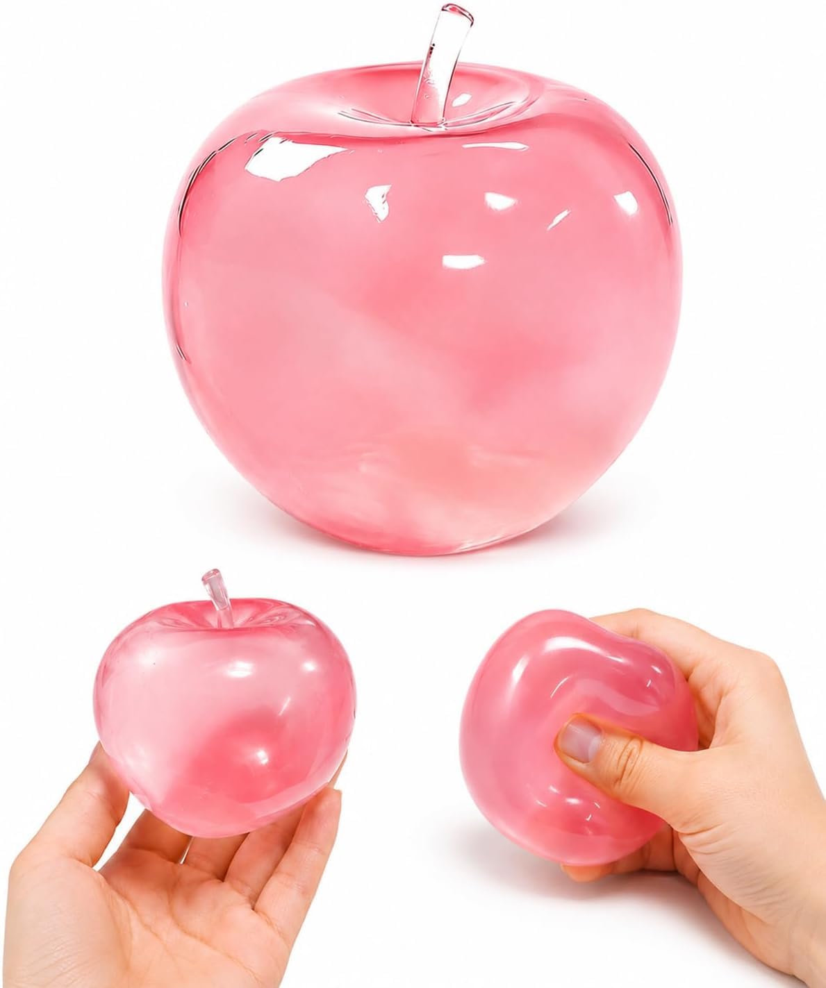 Stress Balls,Cute Apple Stress Relief Squeeze Toy, Apples Slow Rising Squishies,Calming Anxietys Sensory Toy for Anxiety Relief & Focus,Stress Balls for Kids & Adults (Pink Apple)-image-34