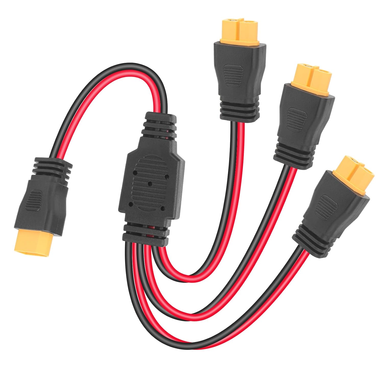 daitoku XT60 Splitter Cable, XT60 1 Male to 3 Female Connector 12AWG XT60 Power Extension Cable for RC Car UAV Quadcopter (1FT)