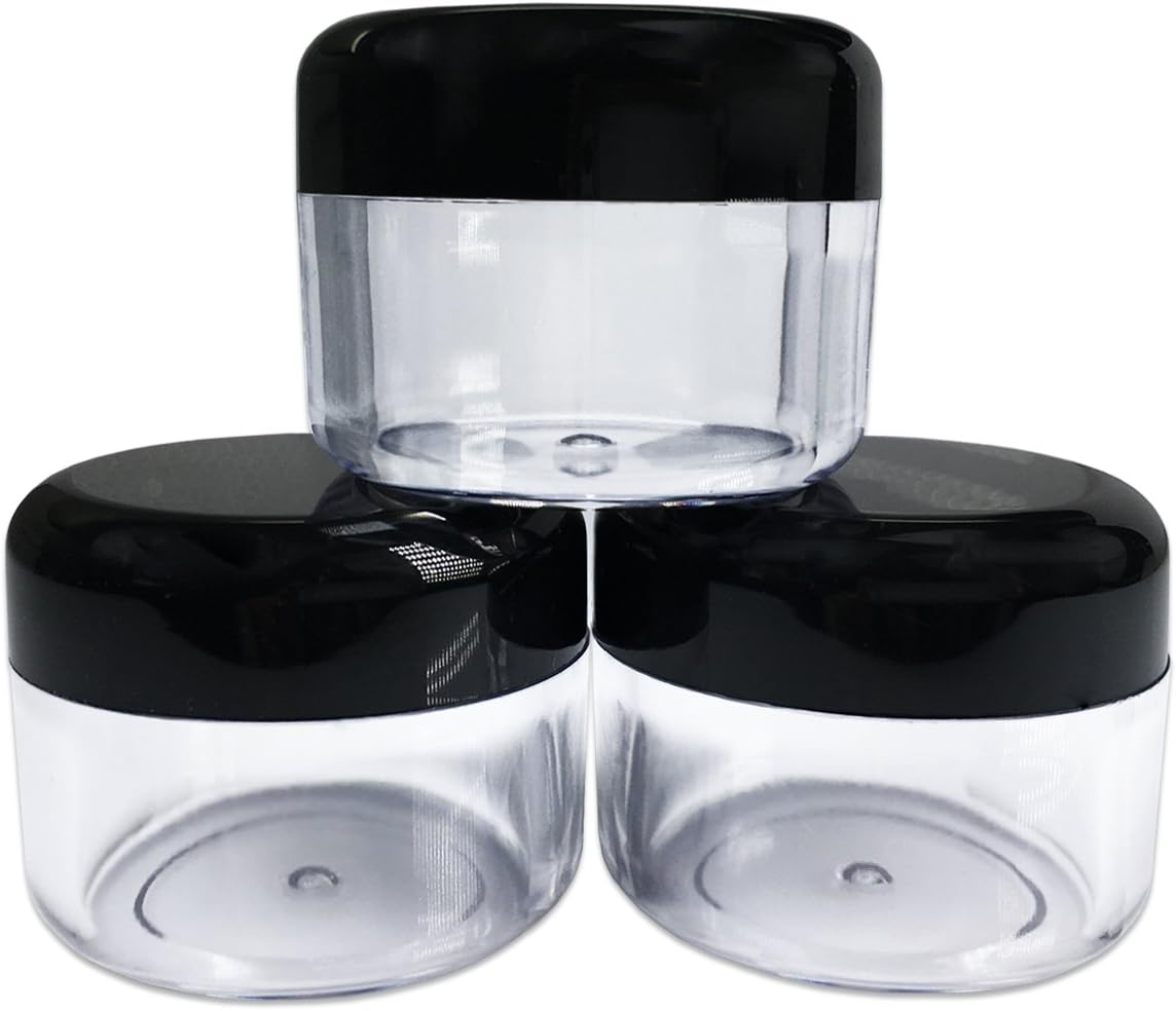 Beauticom 42 Pieces 30 Gram 30 ML (1 Ounce) Round Clear Jars with Black Screw Cap Lid for Lip Gloss, Lip Balm, Hand Butter, Beard Wax, Scrubs, Lotions - BPA Free