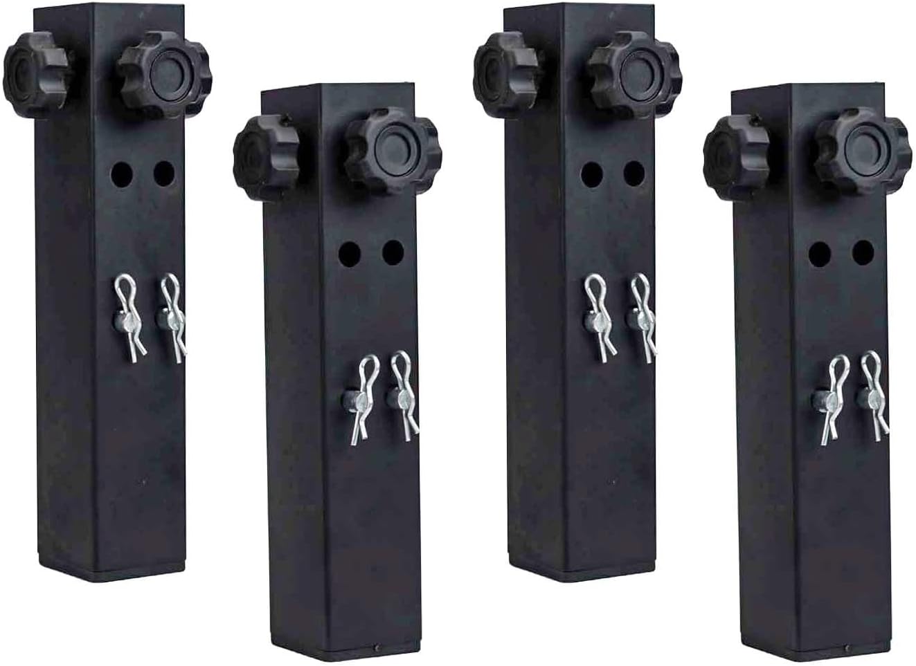 Adjustable Table Leg Extenders for Folding Tables, Galvanized Steel Height Risers with Double Locking Pins, Square and Round Straight Leg Adapters, 4-Pack