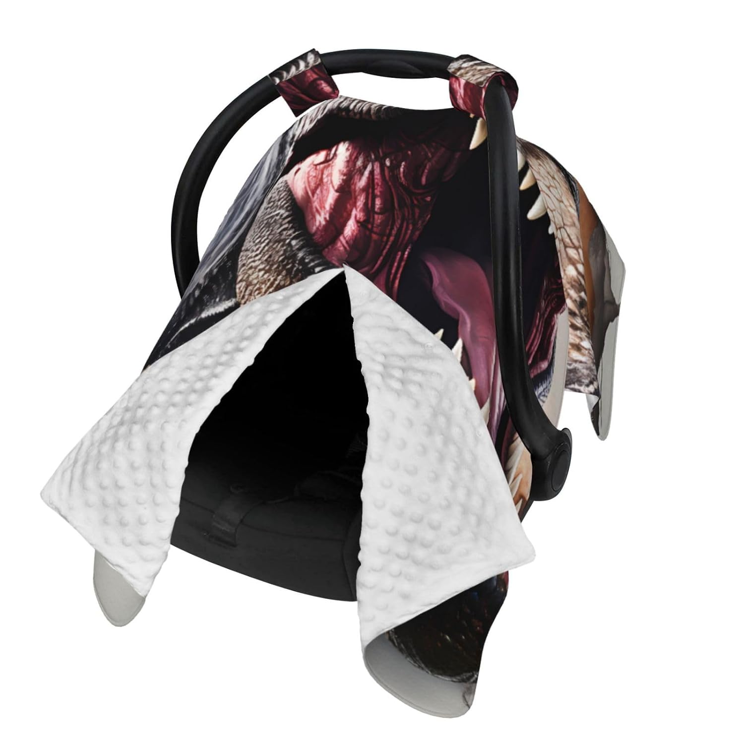 Dinosaur Baby Car Seat Cover & Breastfeeding Nursing Cover - Breathable Stretch Fabric Multi-Use Nursing Cover for Breastfeeding