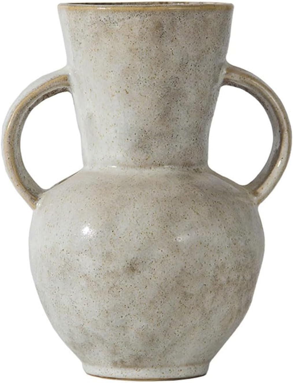 Vase en céramique avec 2 poignées de style poterie artisanale beige et marron