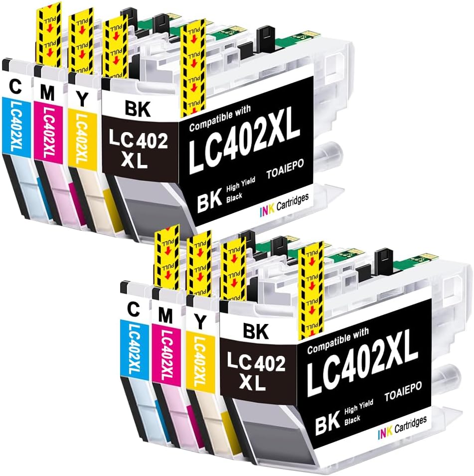 LC402XL Ink Cartridges Compatible for Brother LC402XL LC402 Work with Brother MFC-J5340DW MFC-J6540DW MFC-J6940DW MFC J5340 J6540 J6740 J6940 Printer, 8 Pack 2Black, 2Cyan, 2Magenta, 2Yellow