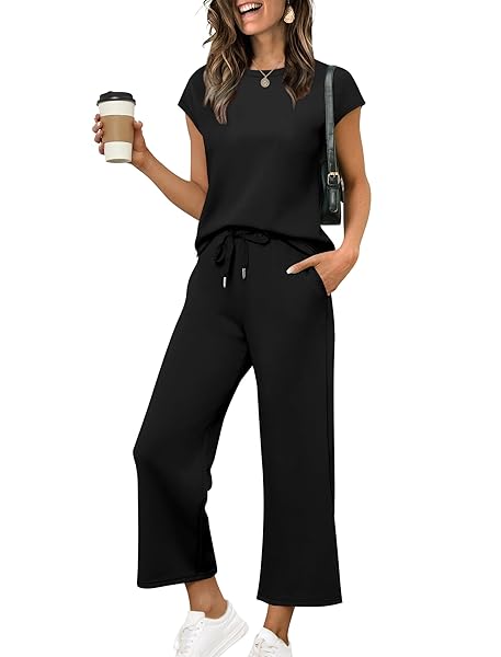 Sampeel Two Piece Sets for Women Summer Vacation Outfits Cap Sleeve Tops Lounge Matching Sets Clothing Beach Fashion Clothes