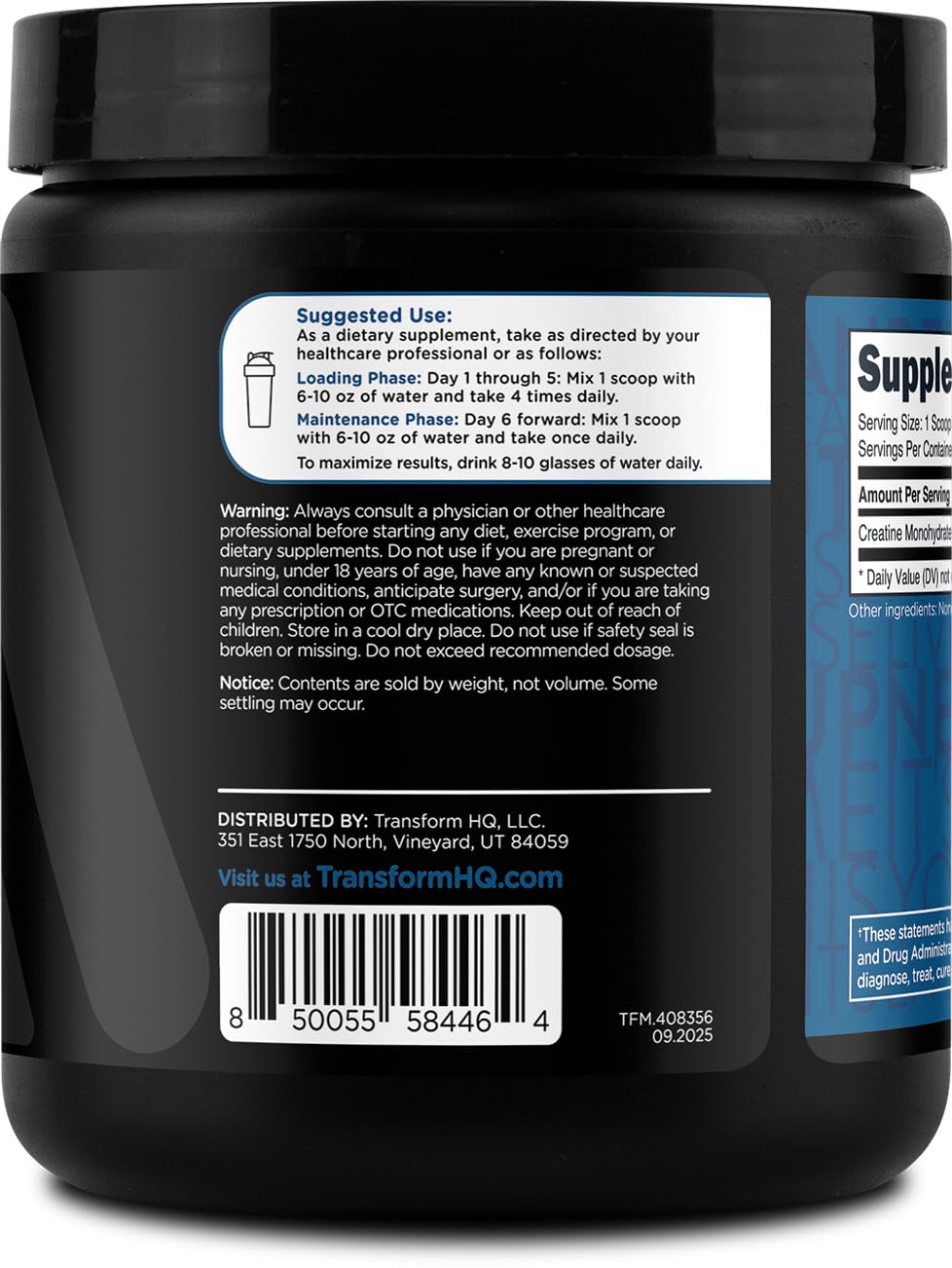TransformHQ Creatine Monohydrate Powder (Unflavored) 60 Servings — Amazon image 3