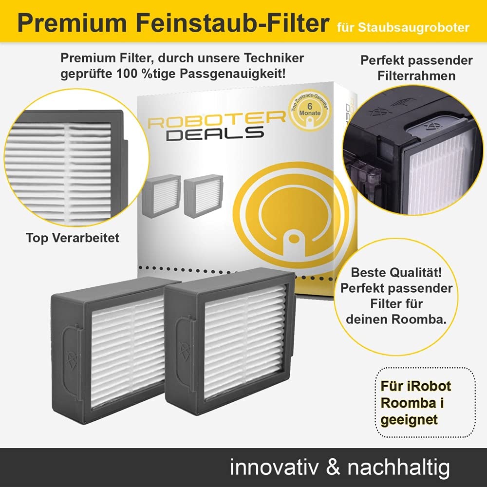 Roboter Deals - Zubehör Set, Ersatzteile Kit für iRobot Roomba Combo i8 u. i8 Plus (2X Filter, 2X Seitenbürste, 2X Hauptbürste, 2X Beutel) Staubsaugroboter