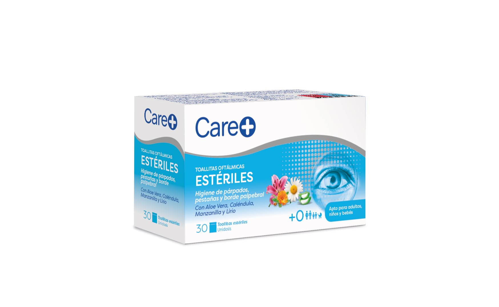 Salviette oftalmiche Care+ - Igiene quotidiana per palpebre, ciglia e bordi delle palpebre - aloe vera, calendula, camomilla e giglio - 60 salviette