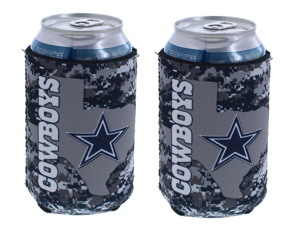 Football Can & Bottle Holder Insulator Beverage Huggie Cooler (Dallas Digi Camo Texas Can 2-Pack (Cowboys)) โ image 1
