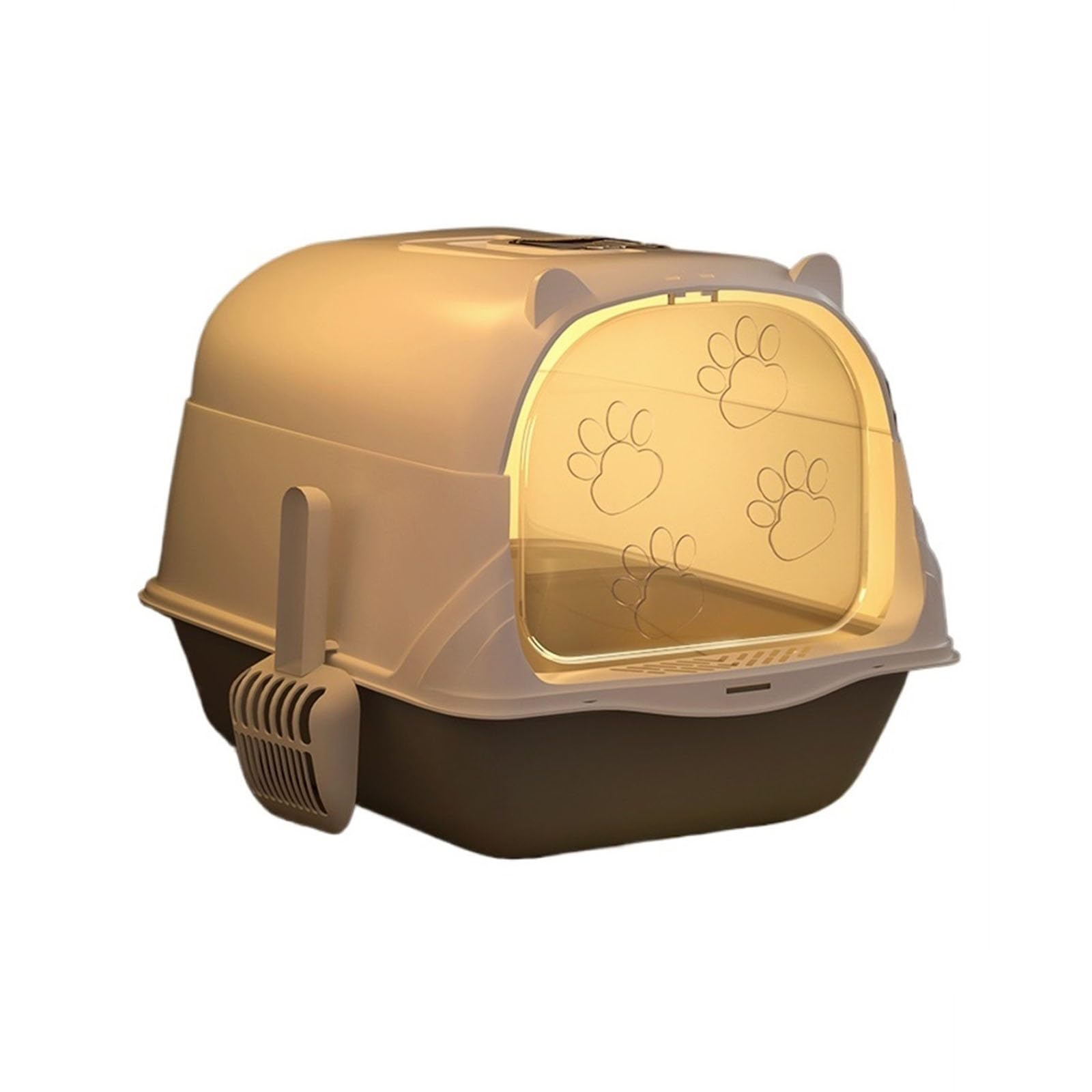 SDGBCXD cat litter tray, Cat Litter Tray, Jumbo Hooded Pan, High Side Box with Scoop,Enclosed, Pet(Gris One Size,Gris)