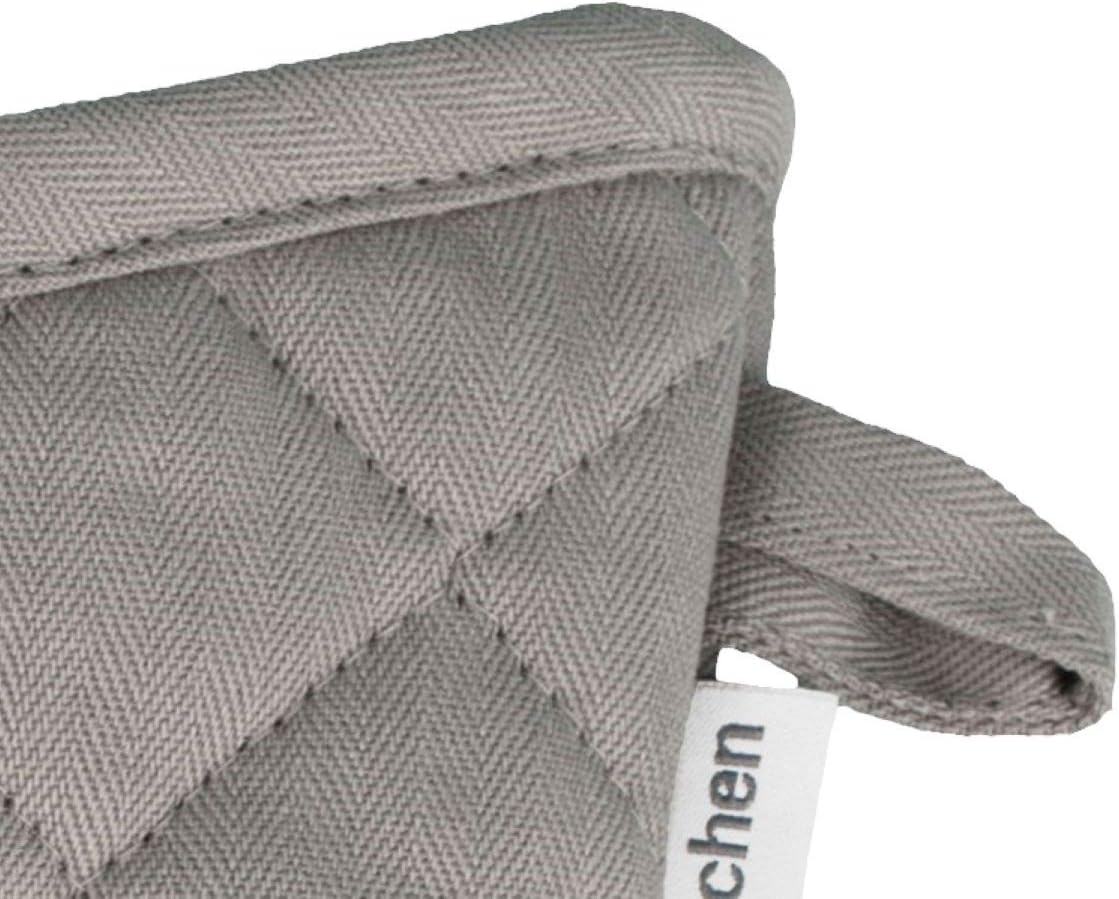 MUkitchen | MÜmitt is 100% Cotton | Heat Resistant Oven Mitts for Cooking and Baking | Machine Washable and Durable | Necessary Kitchen Accessory for Hot Cookware | Set of 2 | Nickel