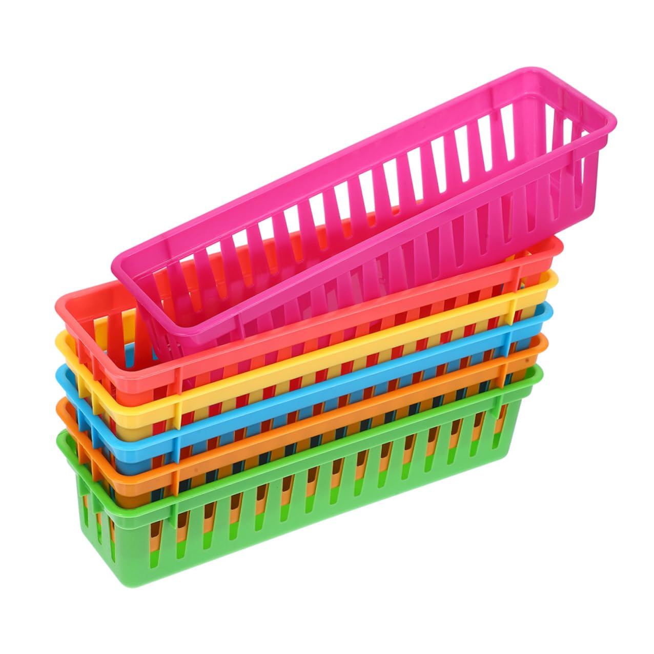 TEHAUX 2 Set Cestini Portaoggetti in Plastica Colorata Per Organizzazione Insegnanti Design Stretto Per Matite E Cancelleria Organizer Multiuso Per Scrivania Casa E Scuola 12 Pezzi*2