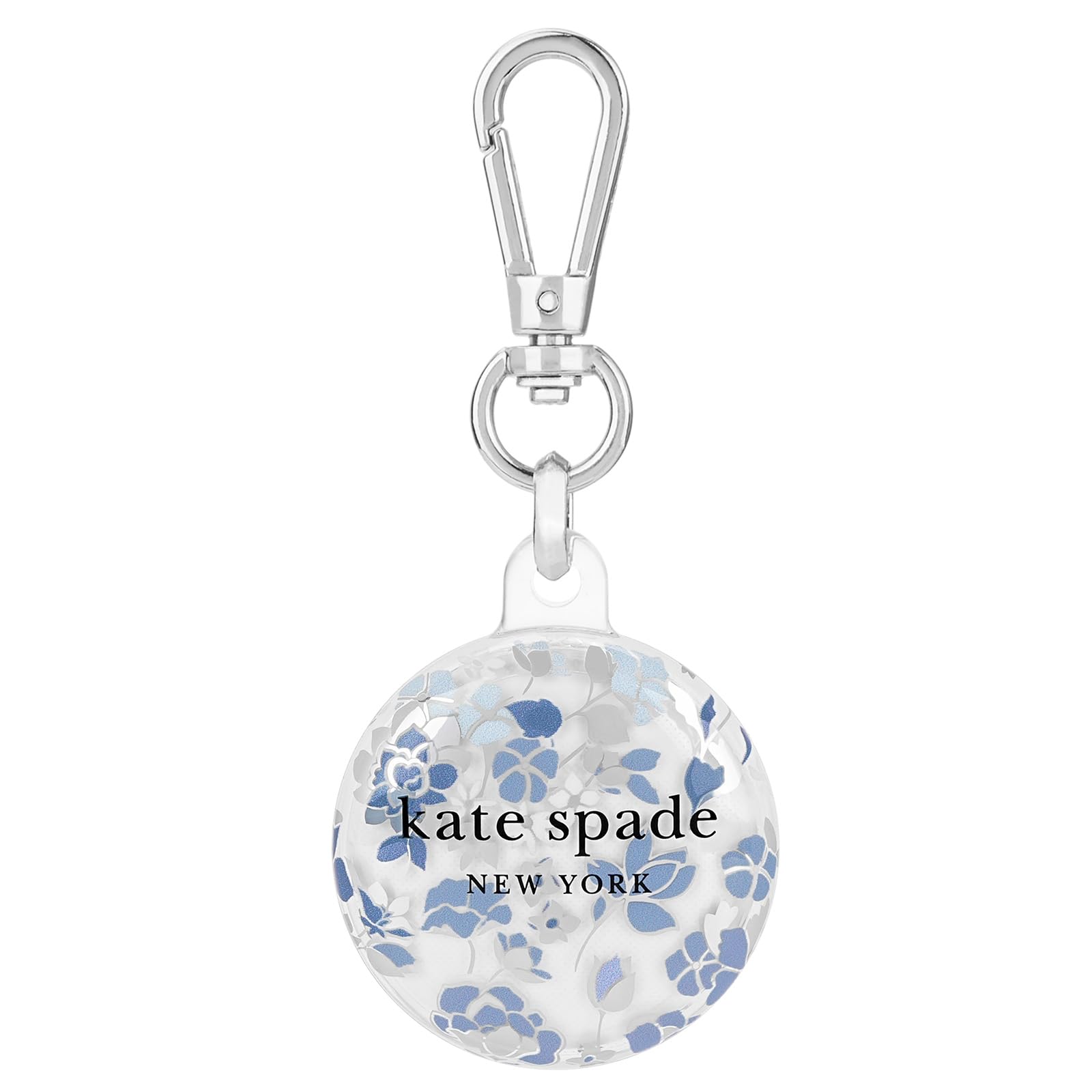 AirTag Holder with Metallic Ring Clip - Flowerbed Blue