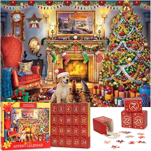 Advent Calendar 2025 Christmas Jigsaw Puzzles, Christmas Countdown Calendar for Kids Teens Adults, 24 Boxes of 1008 Pcs Puzzles Advent Calendars Xmas Gifts Toys for Kids, G7165