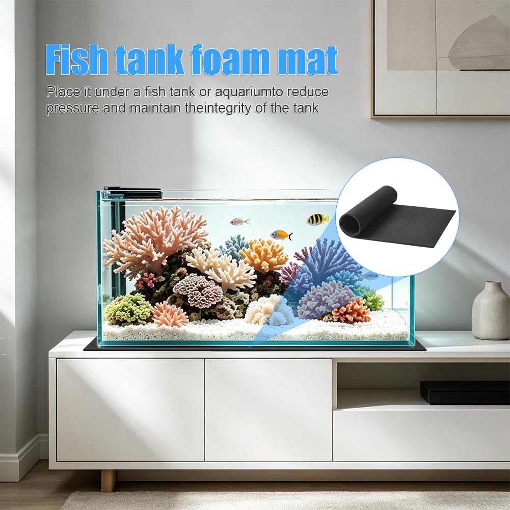 Tapis de nivellement pour aquarium - 60 x 30 cm - En mousse EVA - 6 mm d'épaisseur - Antidérapant - Absorbe les chocs - Imperméable