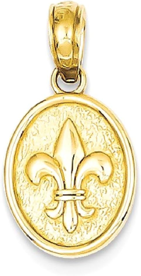 IceCarats 14K Solid Yellow Gold French Fleur De Lis Lily Flower Oval Necklace Religious Chain Pendant Saint Charm - Image 9