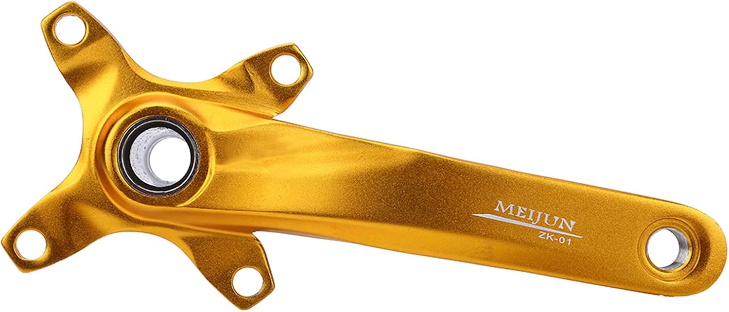 Alomejor One Piece Crankset Crank Arm Set with 170mm for Road Mountain Bike, (Bottom Bracket & Chain Ring Not Included)(Gold)