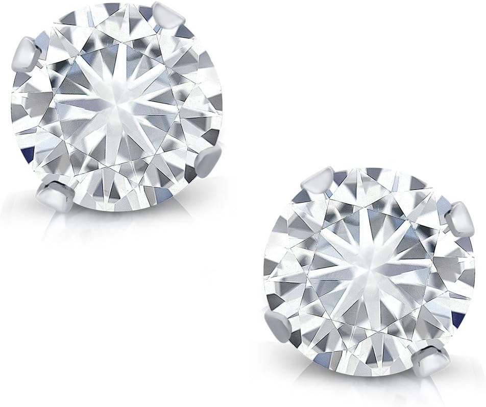 Gem Stone King 14K White Gold Moissanite Earrings | Round 4.5MM Moissanite from Stud Earrings | 0.66 Cttw | White Gold Earrings For Women Men
