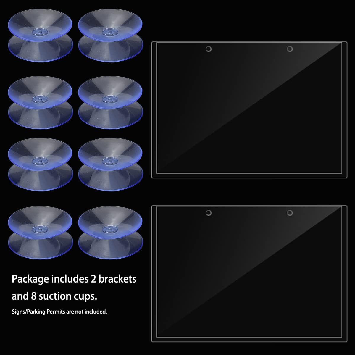 Rideshare Sign/Parking Permit Clear Sun Protection Holder - 2 Pack PVC Removable Pocket Holder - Includes 8 Strong Suction Cups image 3
