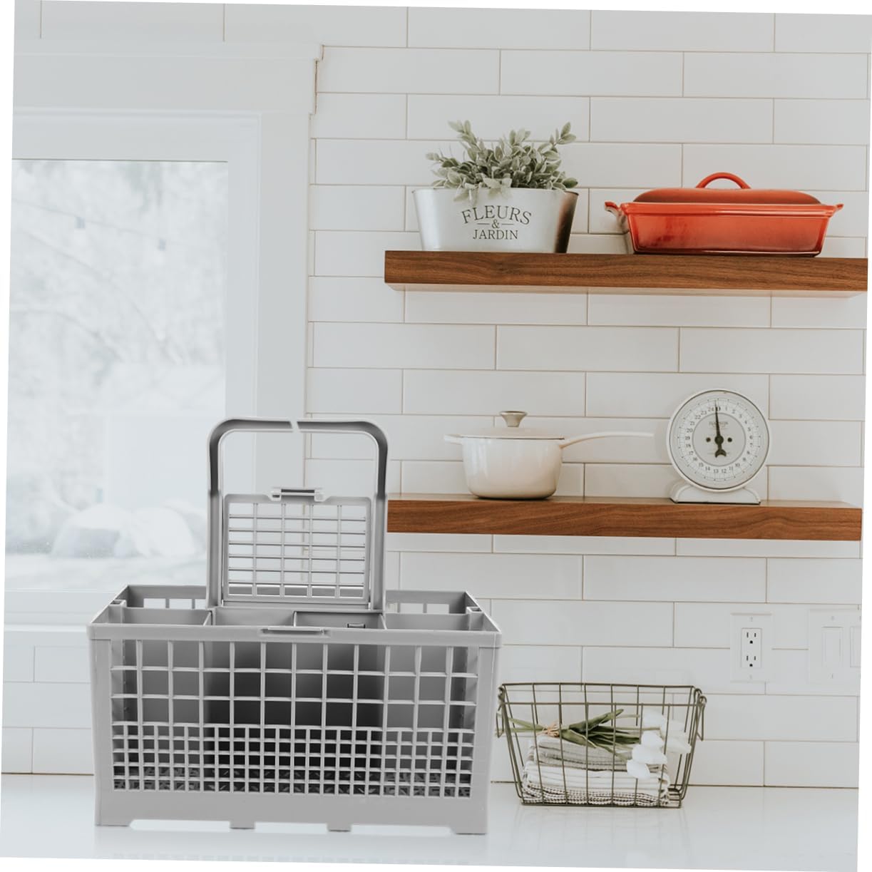 Replacement Dishwasher Drain Basket Silverware Holder Handle Dish Drainer Rack for Kitchen Essentials