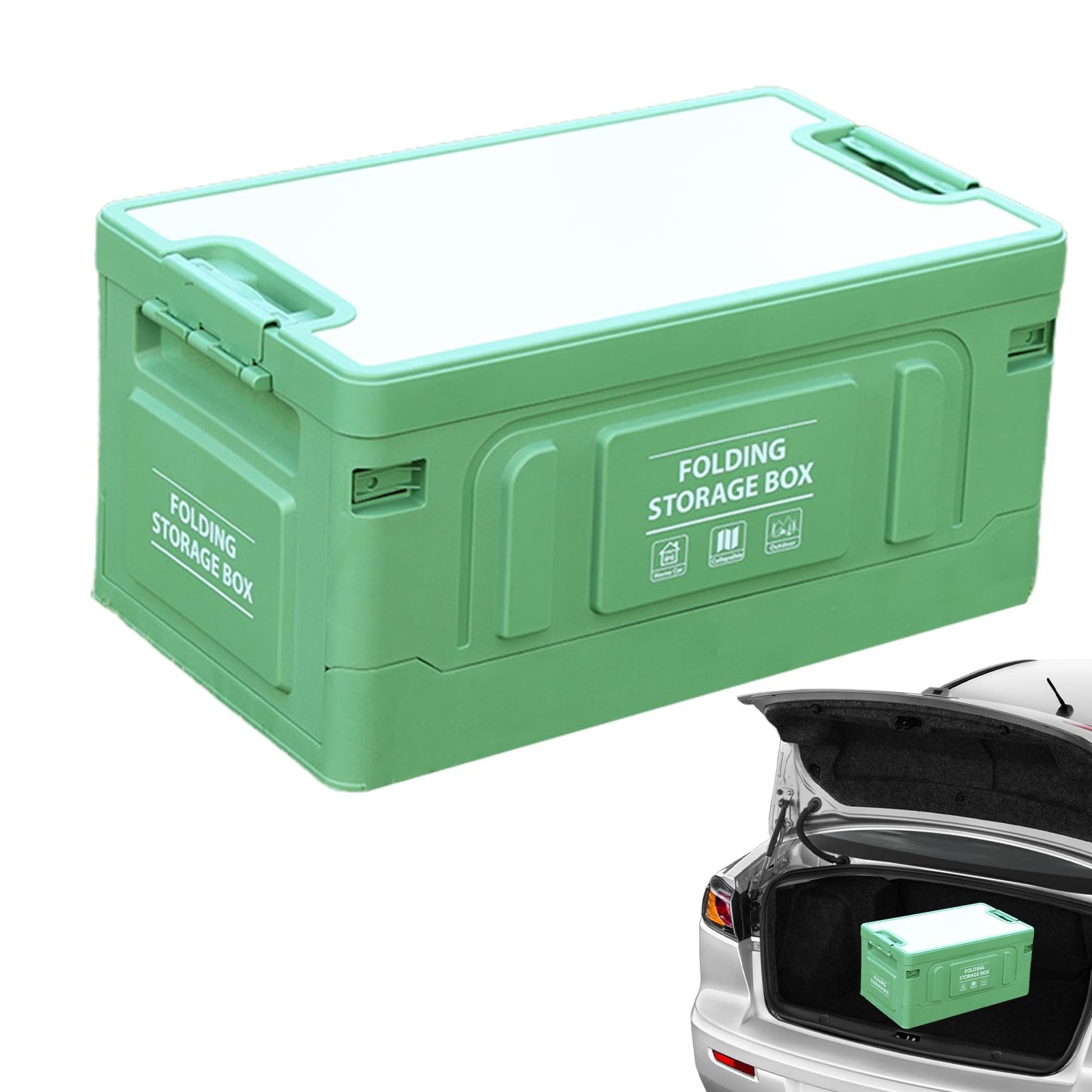 Organizador de maletero plegable para maletero, 60 L, con múltiples usos, con tapa de madera para aperitivos, verduras | con tapa de madera para aperitivos, verduras